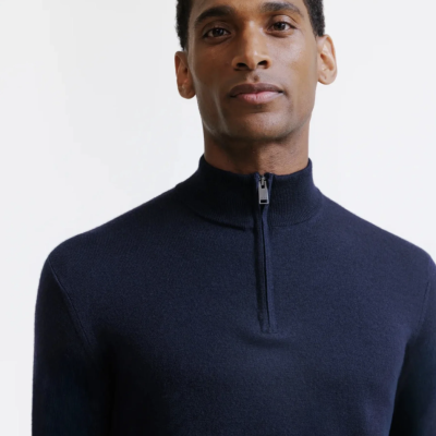 Arnaud vetements - Pull demi zippé marine 