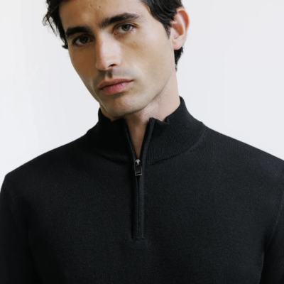 Arnaud vetements - Pull demi zippé noir 