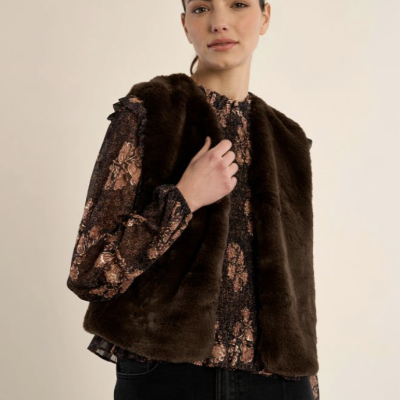 Arnaud vetements - Veste sans manches en fausse fourrure