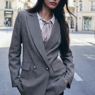 Arnaud vetements - Blazer droit col tailleur marron