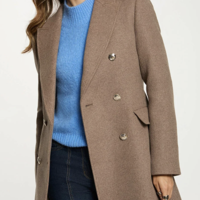 Arnaud vetements - Manteau mi-long avec boutons taupe