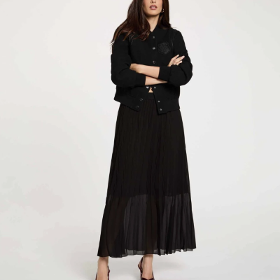 Arnaud vetements - Jupe longue plissée noir 