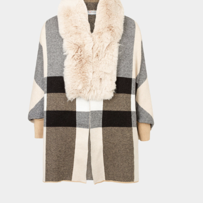 Arnaud vetements - Poncho à détails imitation fourrure sable 
