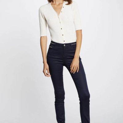 Arnaud vetements - Pantalon slim enduit bleu 