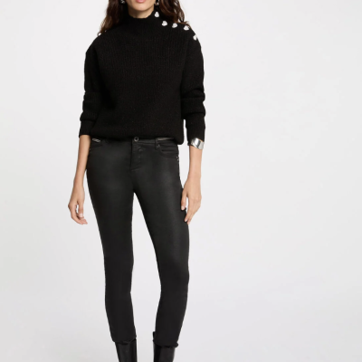 Arnaud vetements - Pantalon slim enduit noir