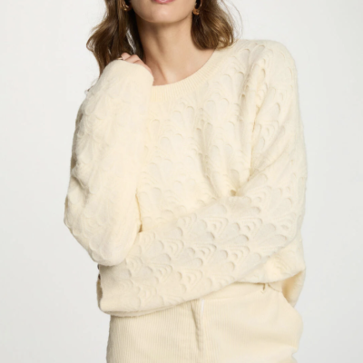 Arnaud vetements - Pull col rond fantaisie ivoire