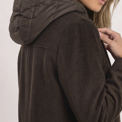 Arnaud vetements - Manteau à col tailleur et capuche intégrée