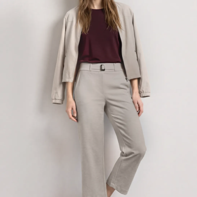 Arnaud vetements - Pantalon large taille haute beige 