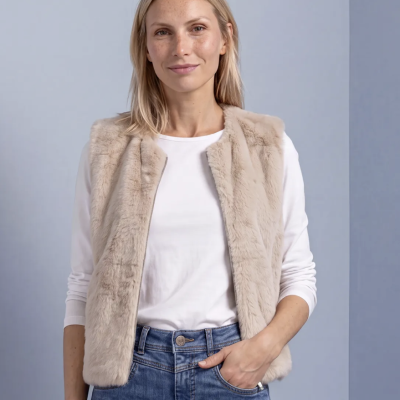 Arnaud vetements - Gilet en fausse fourrure avec fermeture éclair et poches