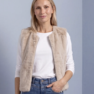 Arnaud vetements - Gilet en fausse fourrure avec fermeture éclair et poches
