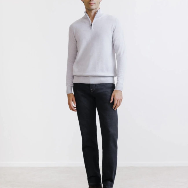 IZAC - Pull demi zippé gris chiné