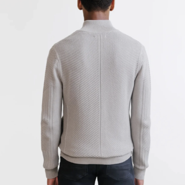 IZAC - GILET ZIPPÉ À JEUX DE POINTS TAUPE