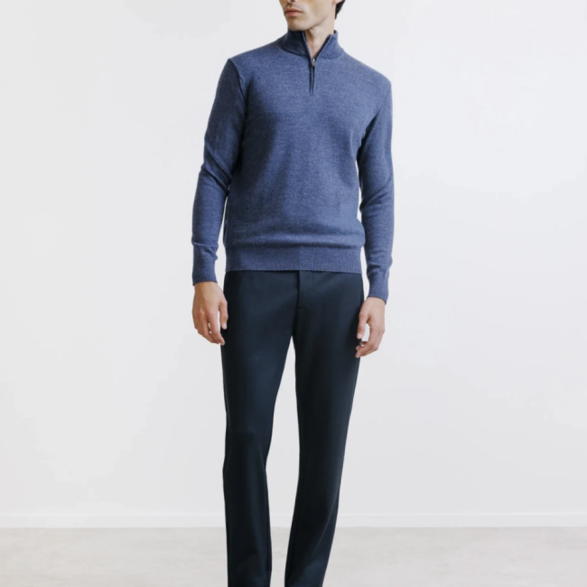 IZAC - Pull demi zippé indigo 