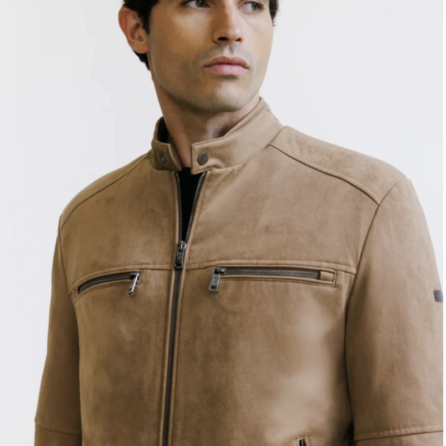 IZAC - BLOUSON EN SUÈDE CAMEL