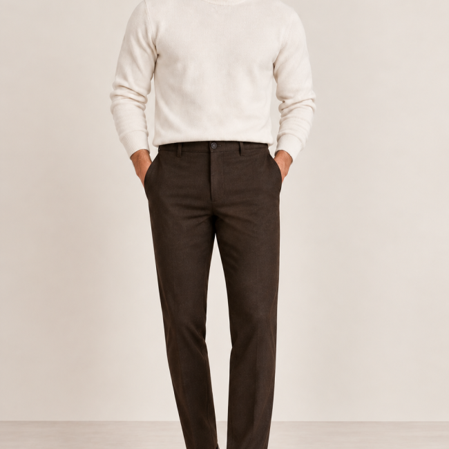 IZAC - PANTALON CASUAL MARRON