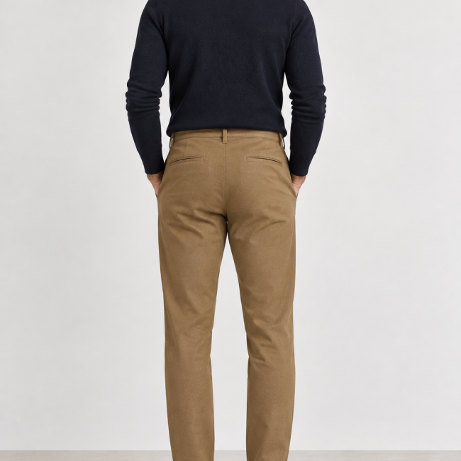 IZAC - PANTALON CHINO ARMURÉ CAMEL