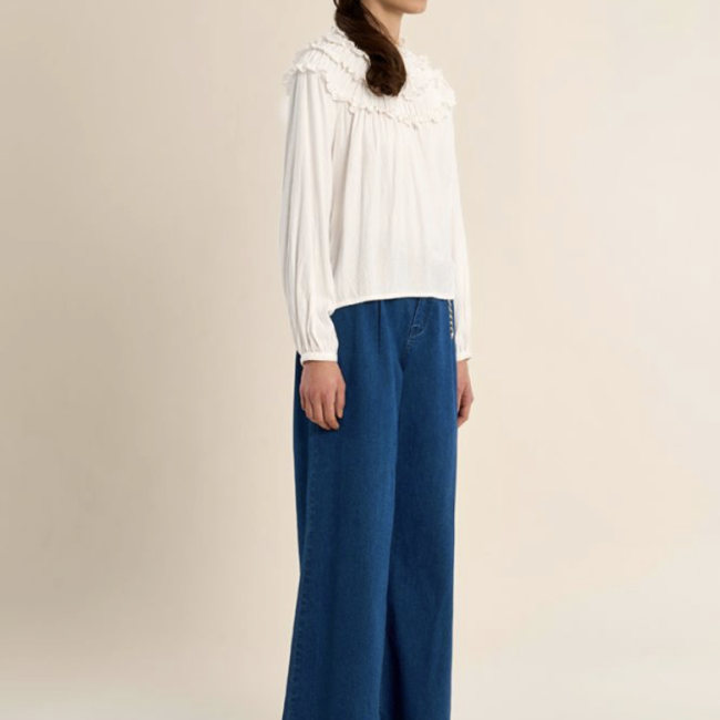 MOLLY - Blouse droite à volants brodés