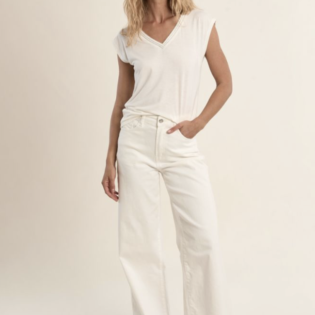 MOLLY - T-shirt col V, orné de strass