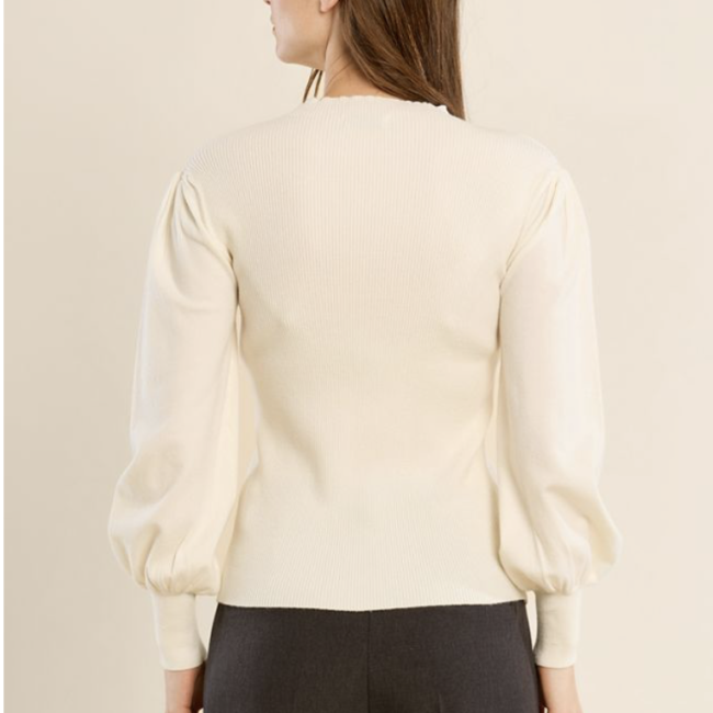 MOLLY -  Pull en bi-matière, manches bouffantes