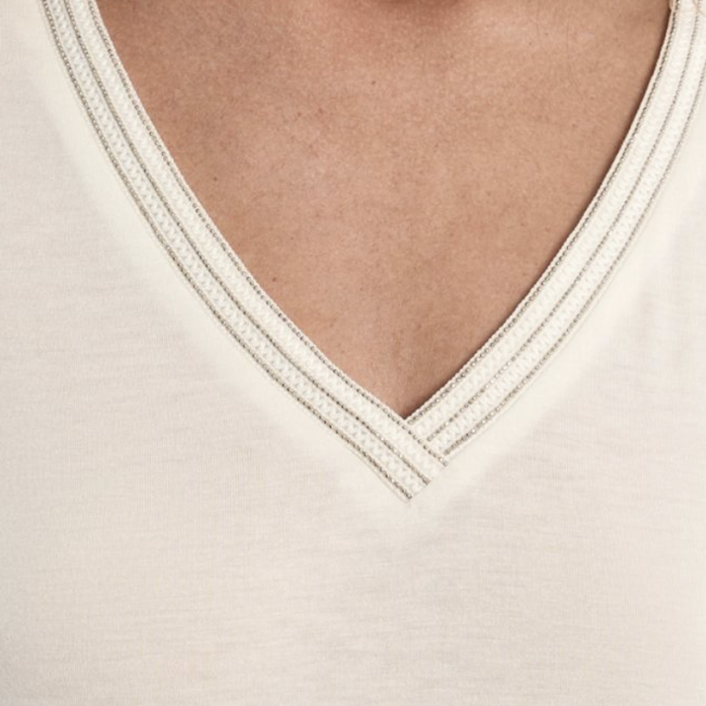 MOLLY - T-shirt col V, orné de strass