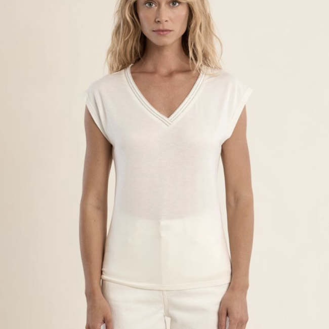 MOLLY - T-shirt col V, orné de strass