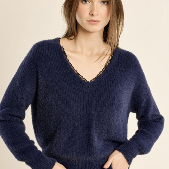 MOLLY - Pull en col v, à dentelle   