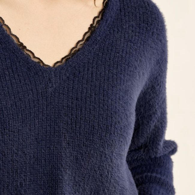 MOLLY - Pull en col v, à dentelle   
