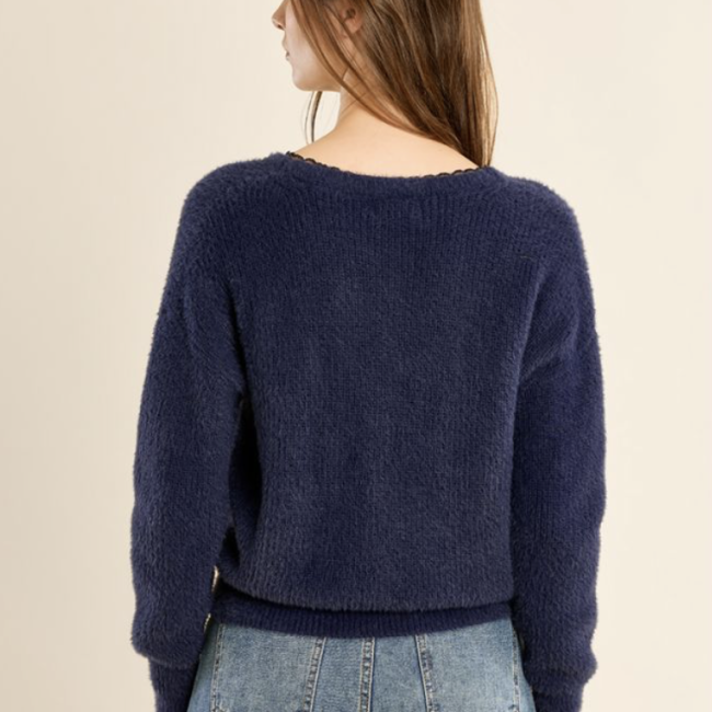 MOLLY - Pull en col v, à dentelle   