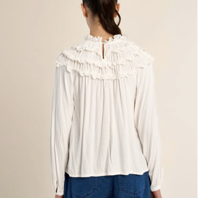 MOLLY - Blouse droite à volants brodés