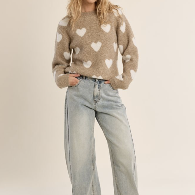 MOLLY - Pull droit, motif coeur 