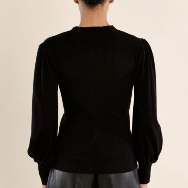 MOLLY -  Pull en bi-matière, manches bouffantes