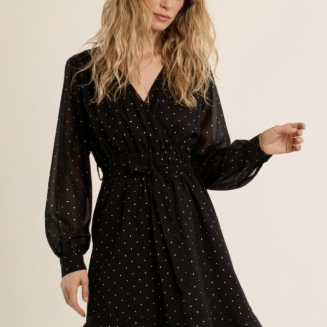 MOLLY -  Robe portefeuille à pois 
