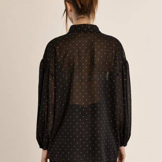 MOLLY - Blouse à pois en semi-transparence