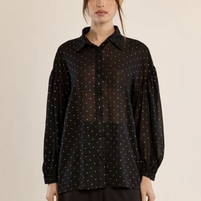 MOLLY - Blouse à pois en semi-transparence