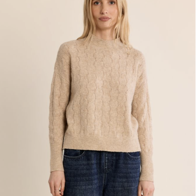 MOLLY - Pull en maille ajourée, col montant 