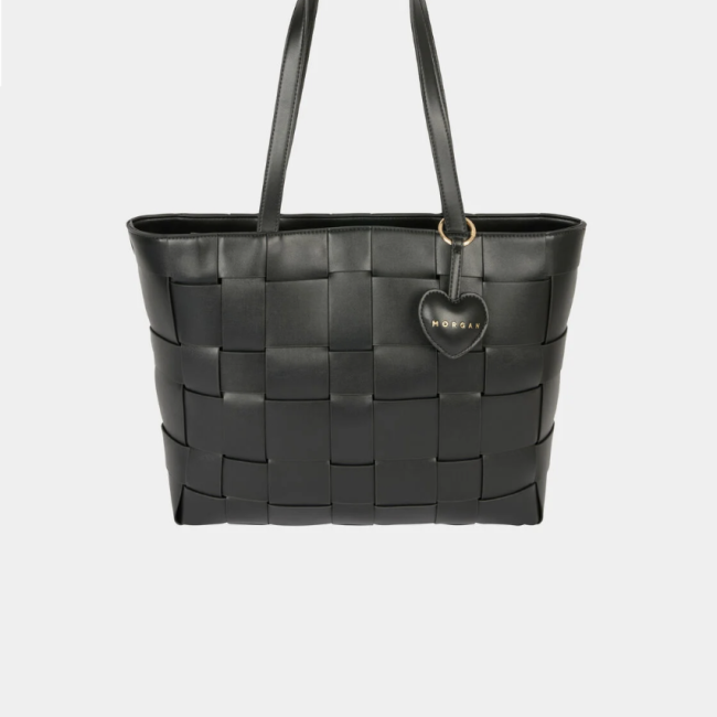 MORGAN - Sac cabas tressé noir 