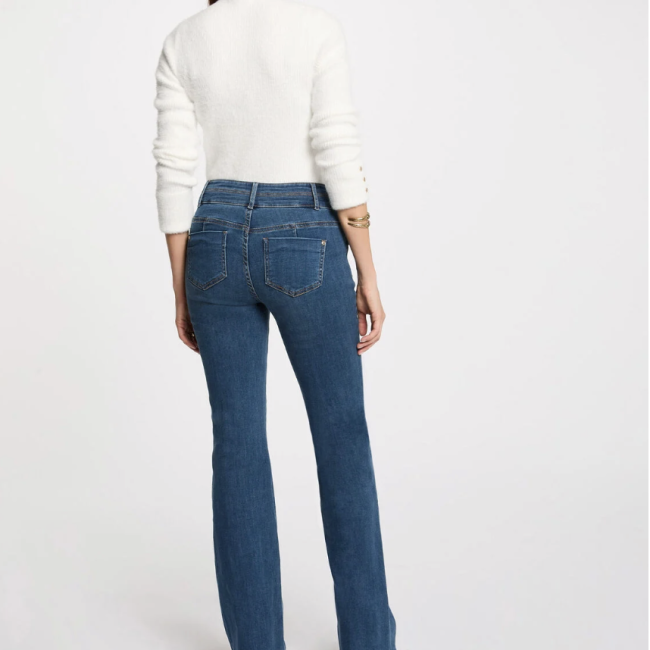 MORGAN - Jean bootcut poches à boutons denim stone