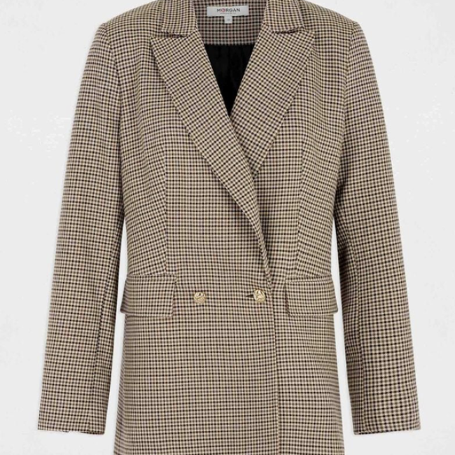 MORGAN - Blazer droit col tailleur marron
