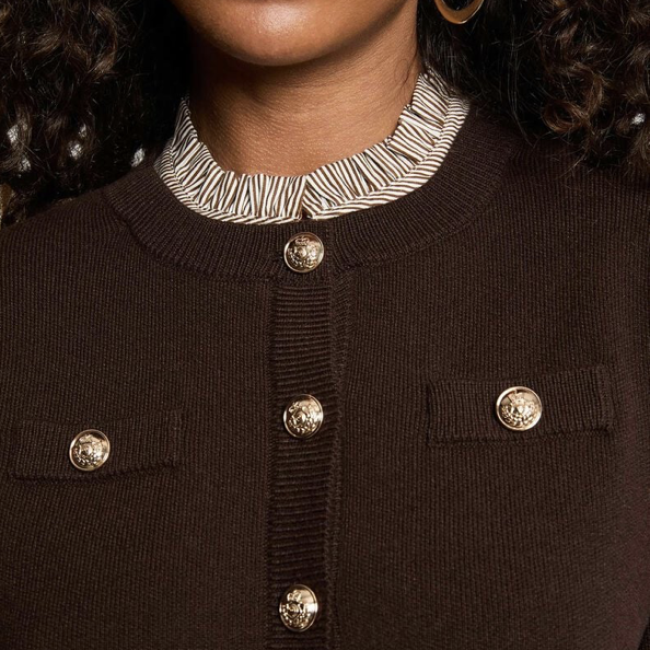 MORGAN - Gilet boutons bijoux marron foncé