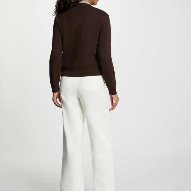 MORGAN - Gilet boutons bijoux marron foncé