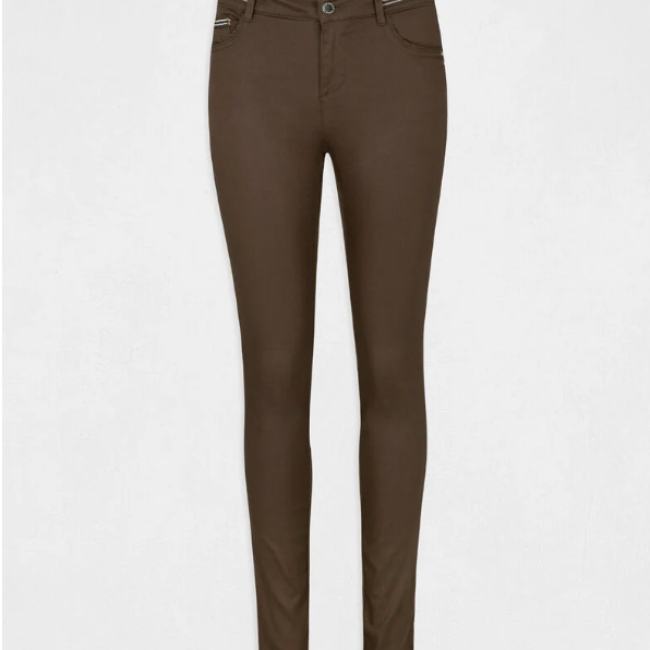 MORGAN - Pantalon slim enduit taupe