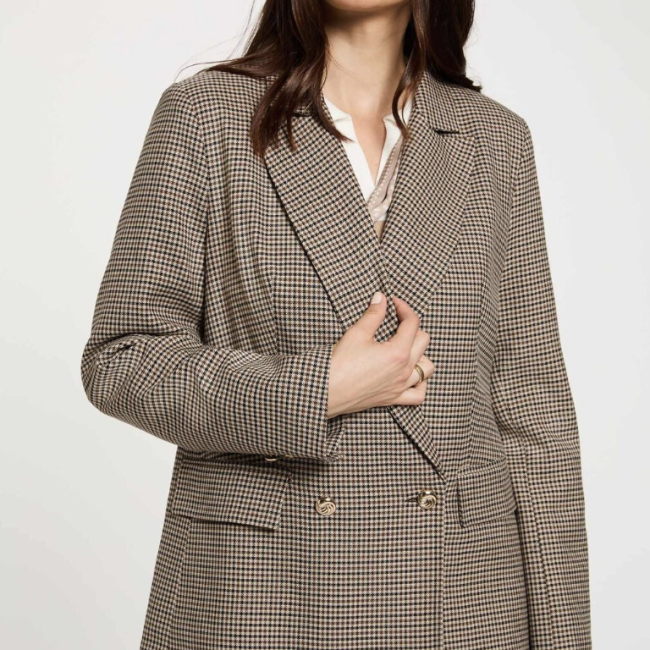 MORGAN - Blazer droit col tailleur marron