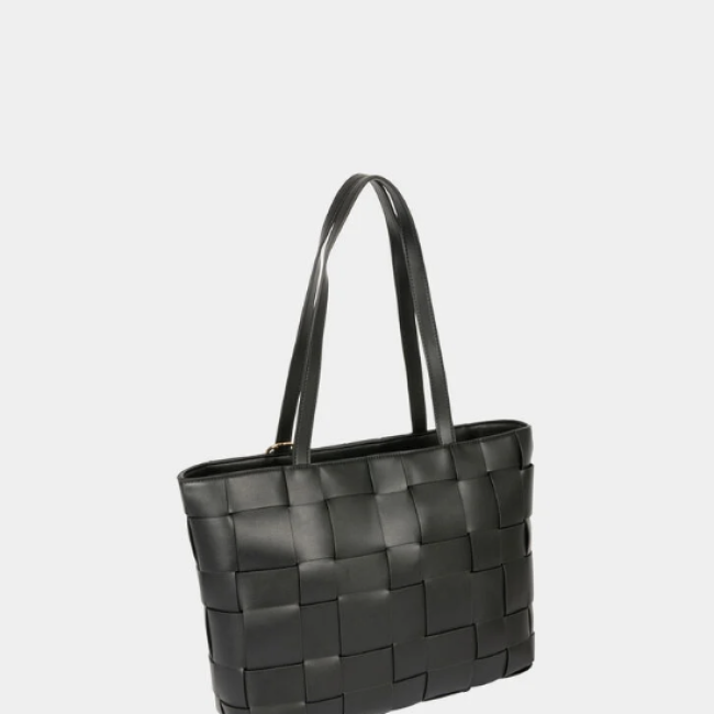MORGAN - Sac cabas tressé noir 