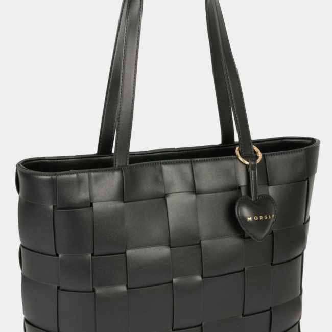 MORGAN - Sac cabas tressé noir 