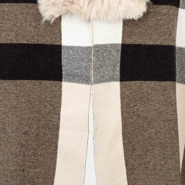 MORGAN - Poncho à détails imitation fourrure sable 