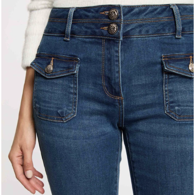 MORGAN - Jean bootcut poches à boutons denim stone