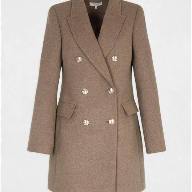 MORGAN - Manteau mi-long avec boutons taupe