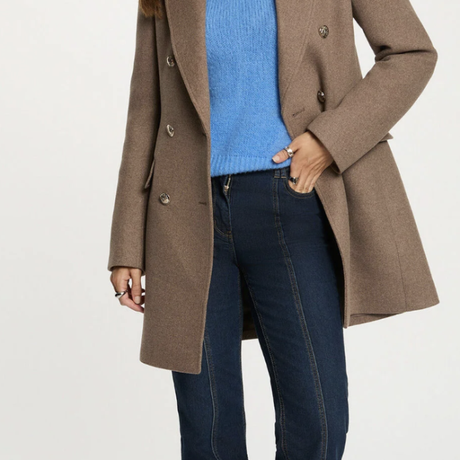 MORGAN - Manteau mi-long avec boutons taupe