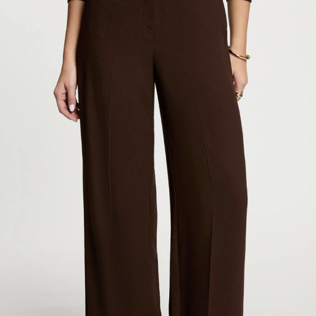 MORGAN - Pantalon large fluide marron foncé 
