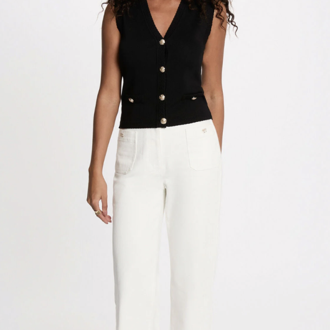MORGAN - Gilet sans manches col V noir